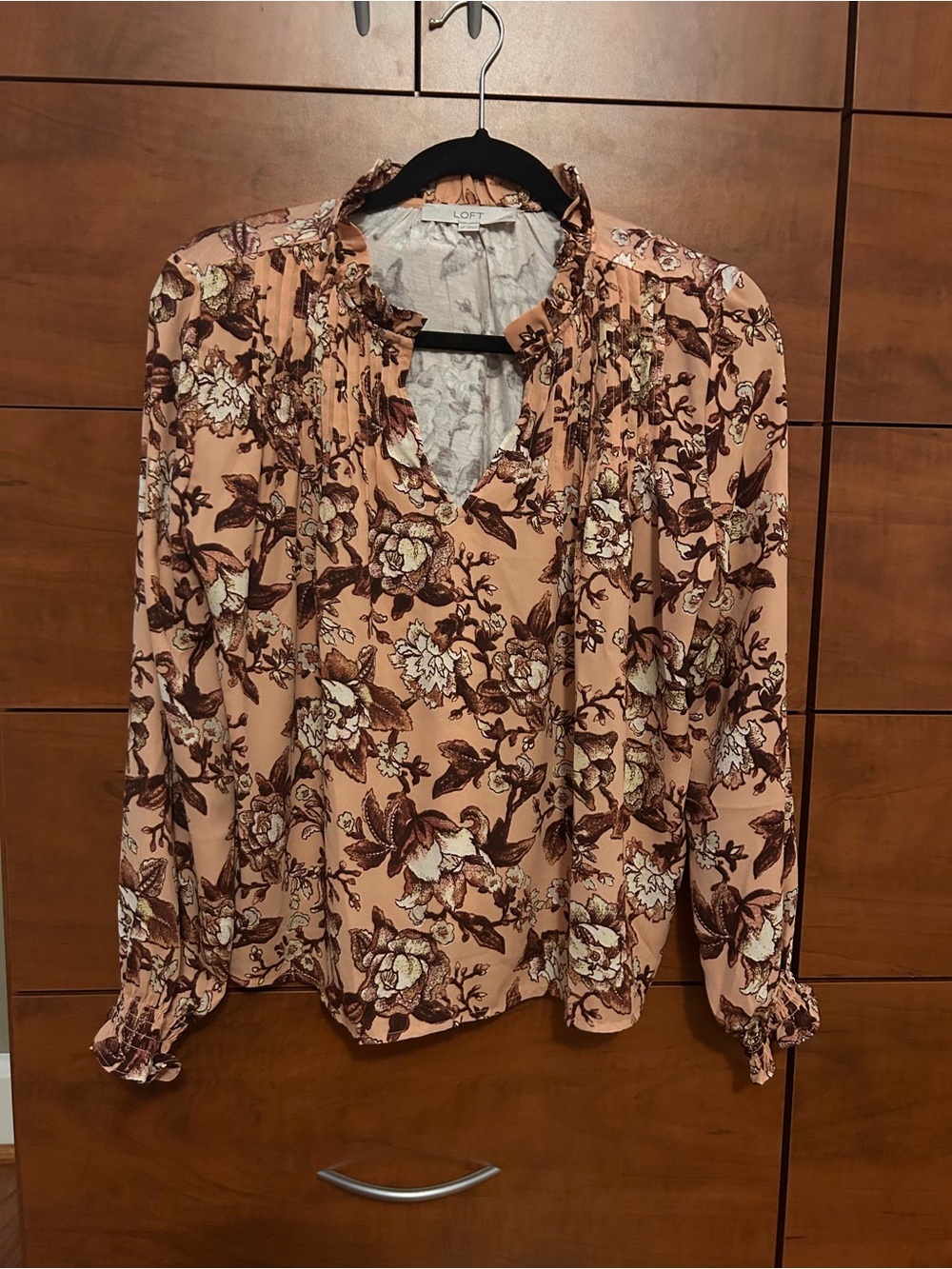 LOFT Floral Ruffle Peasant Blouse
